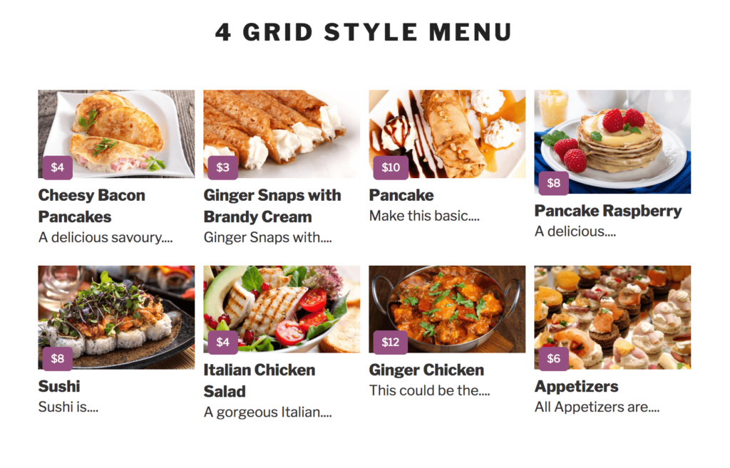 Trendy Restaurant Menu plugin