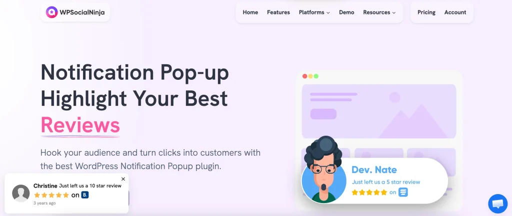 Notification popup by wp-social-ninja
