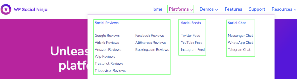 WP Social Ninja platforms