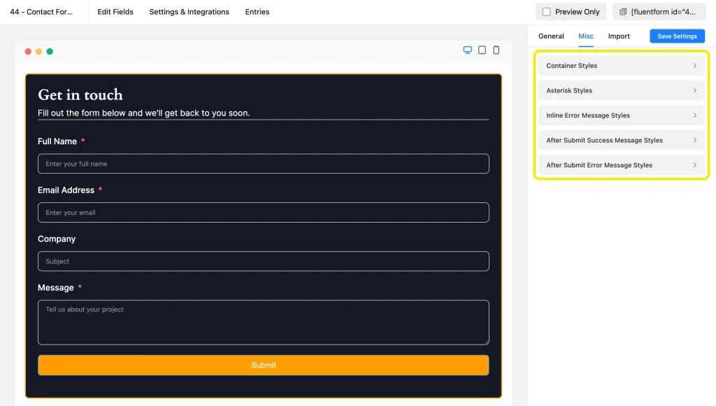Fluent Forms styler