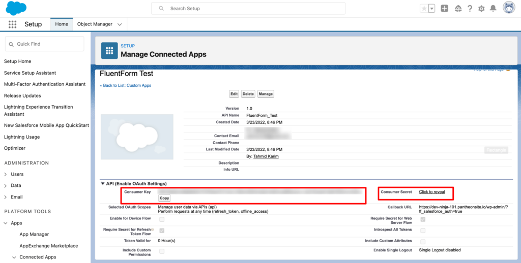 SalesForce keys