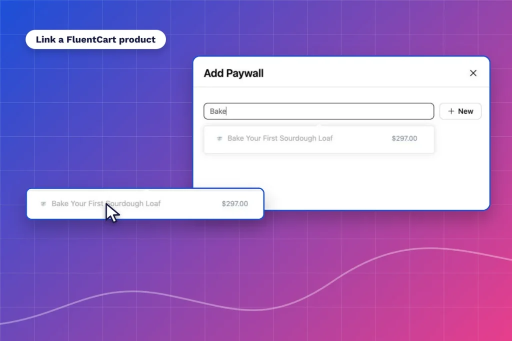 FluentCommunity paywall dialog with a FluentCart product selected