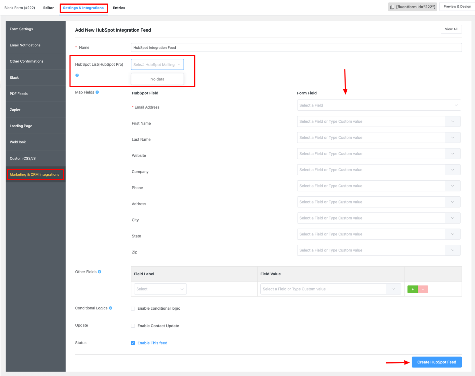 HubSpot Integration With Fluent Forms - WP Manage Ninja