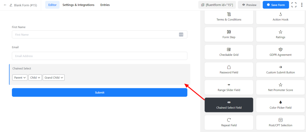 Chained Select in Fluent Forms - WP Manage Ninja