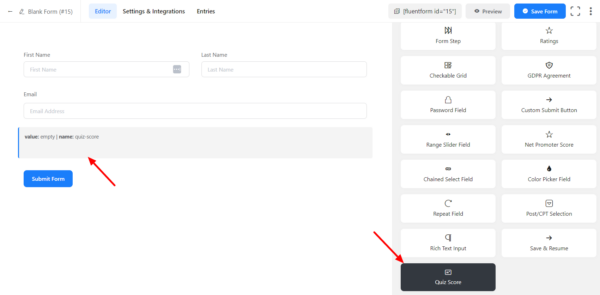 Quiz Score in Fluent Forms - WP Manage Ninja