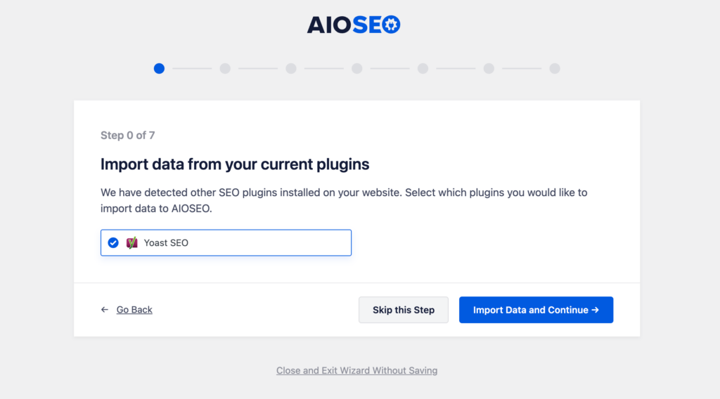 All in One SEO - import data from your current plugins