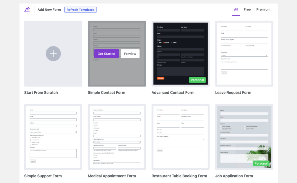 Everest Forms - Form templates