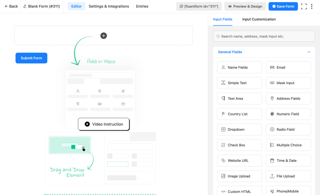 Fluent Forms - Drag and drop form editor