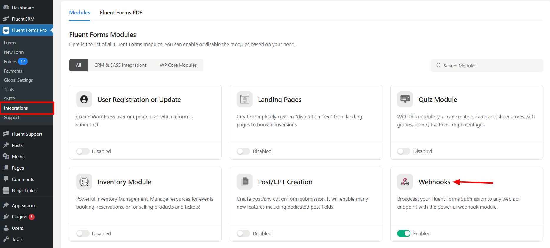 Webhook Integration with WP Fluent Form
