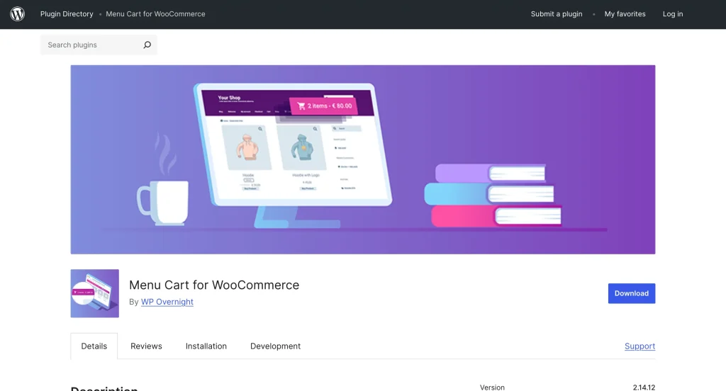 Menu Cart for WooCommerce adds a convenient shopping cart icon directly to a website’s navigation menu for better visibility.
The plugin helps customers track cart contents easily while improving the overall shopping experience.
