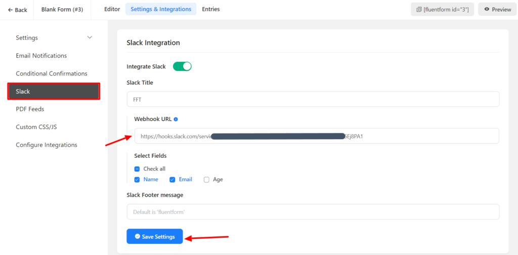 Integrate Slack with WP Fluent Form WordPress Form Builder Plugin