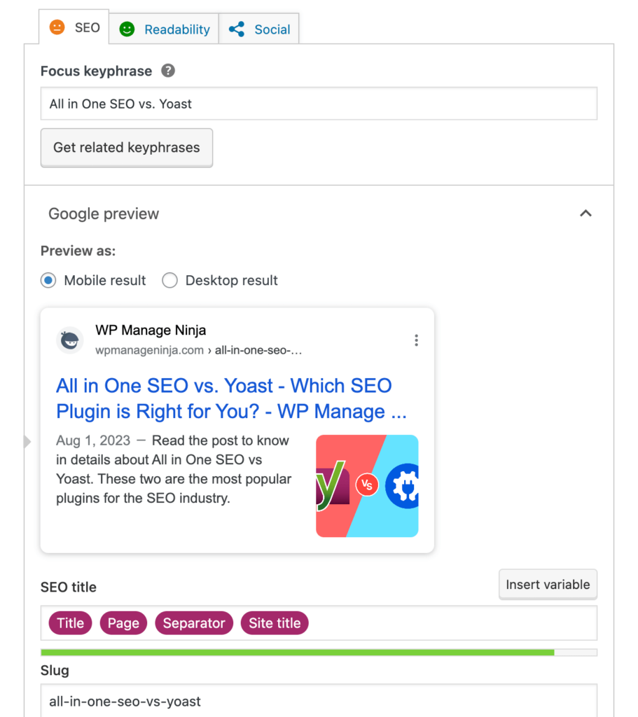 AIO SEO VS Yoast