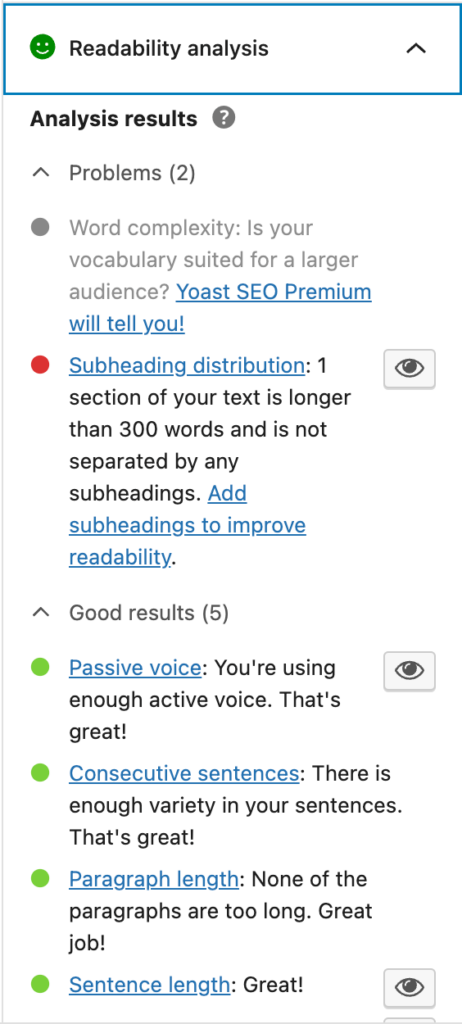 Yoast - Readability analysis