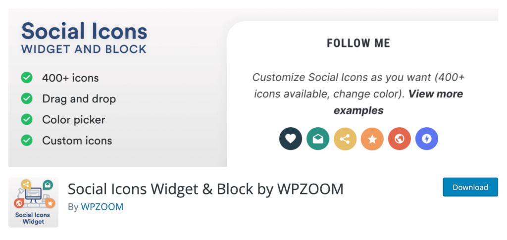 Social Icons Widget & Block by WPZOOM