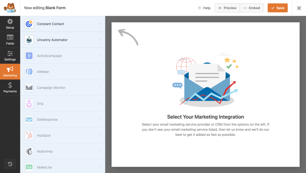 WPForms - Available third-party integrations