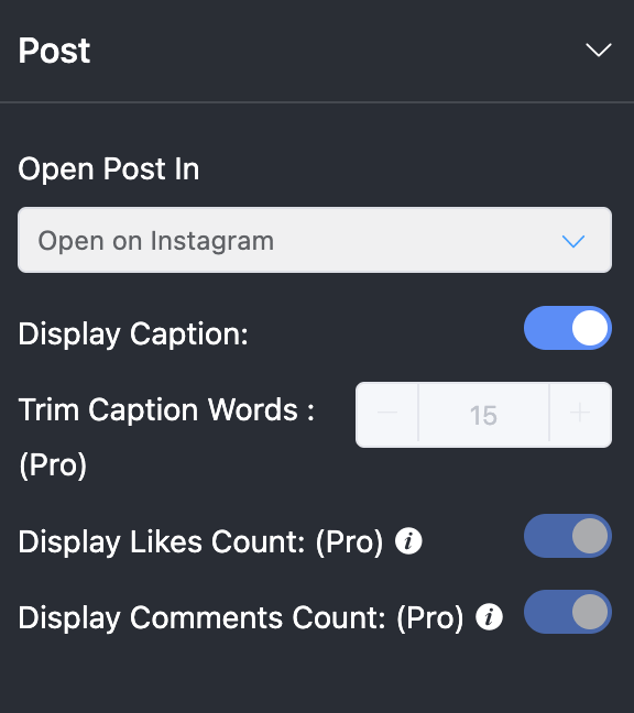 Add Instagram feed - Customize Instagram posts