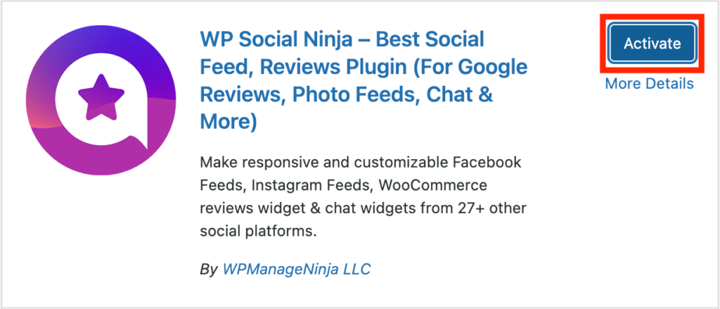 Add Instagram feed - Install and activate WP Social Ninja