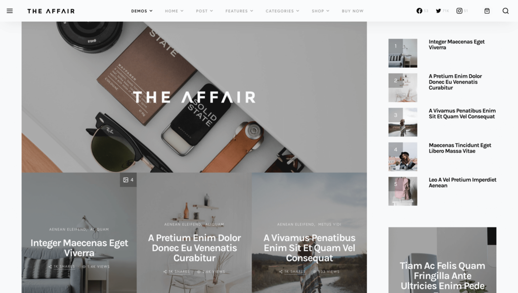 The Affairs - Minimalist WordPress Blog Theme