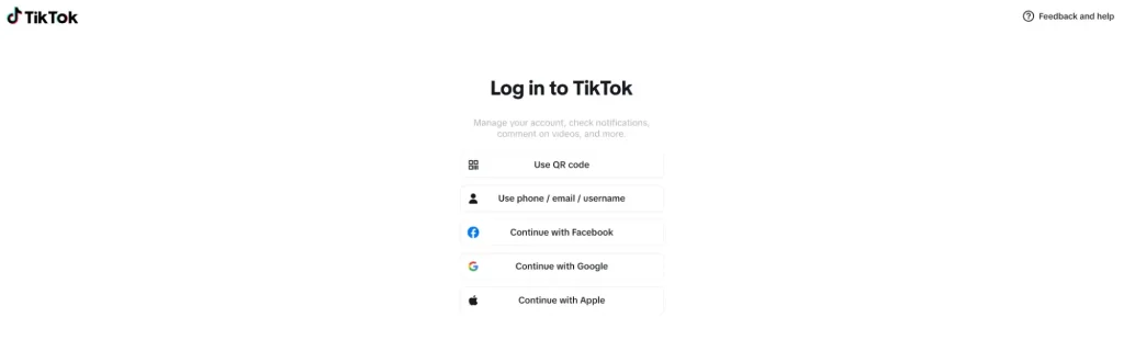 Image showing Tiktok login page to embed a TikTok feed on a WordPress website