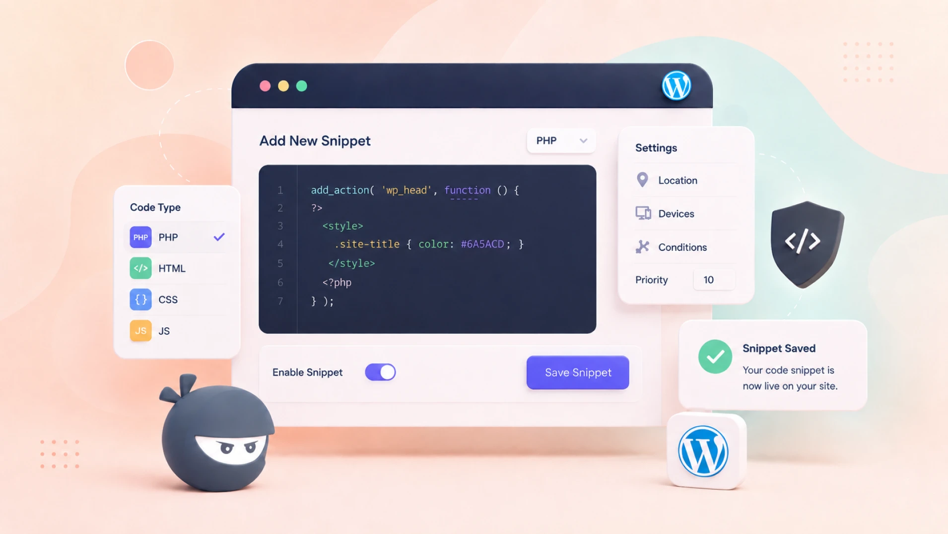Featured Image for How to Add Code Snippets in WordPress (100% Free)