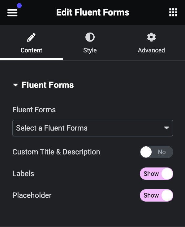 Select your form from the list