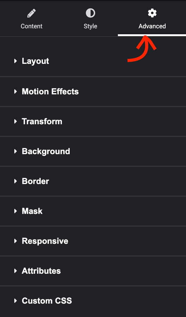 Advanced section in Elementor