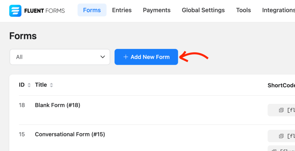 Click the Add New Form button