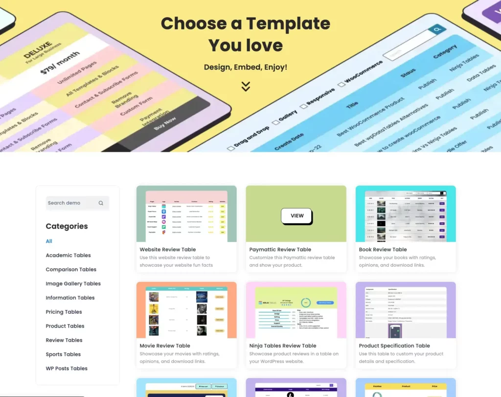 template categories