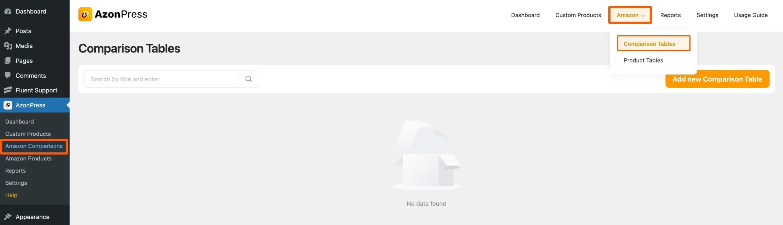 Amazon-Comparisons-Table-option-from-AzonPress-Dashboard