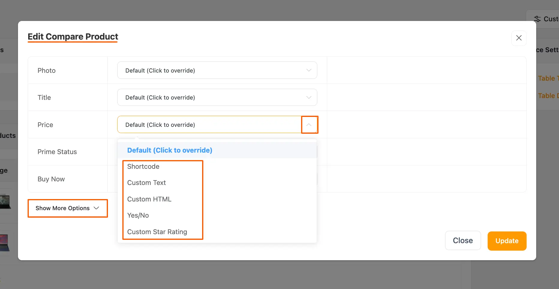 Edit-Compare-Product-popup-page