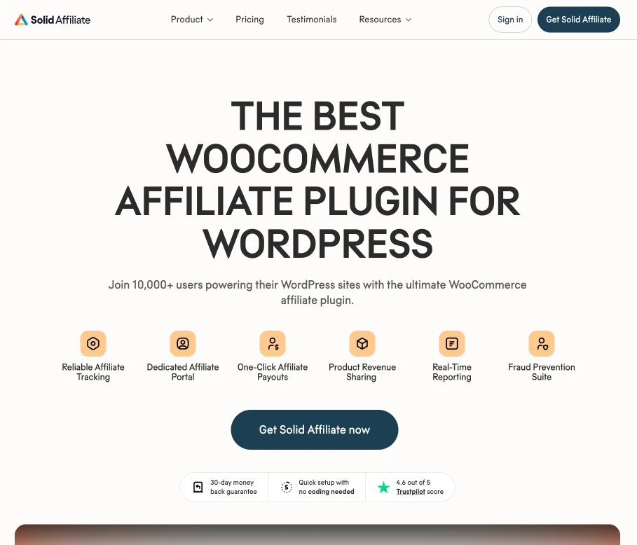 solid affiliate homepage