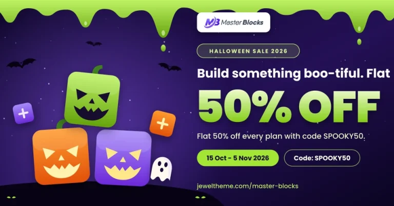 master blocks banner for WPManageNinja halloween Deal