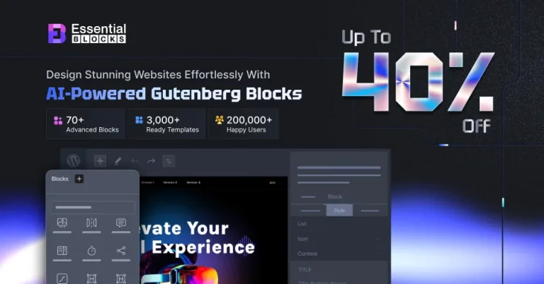 Essential Blocks WordPress black friday deals 2025, Wordpress black Friday deals