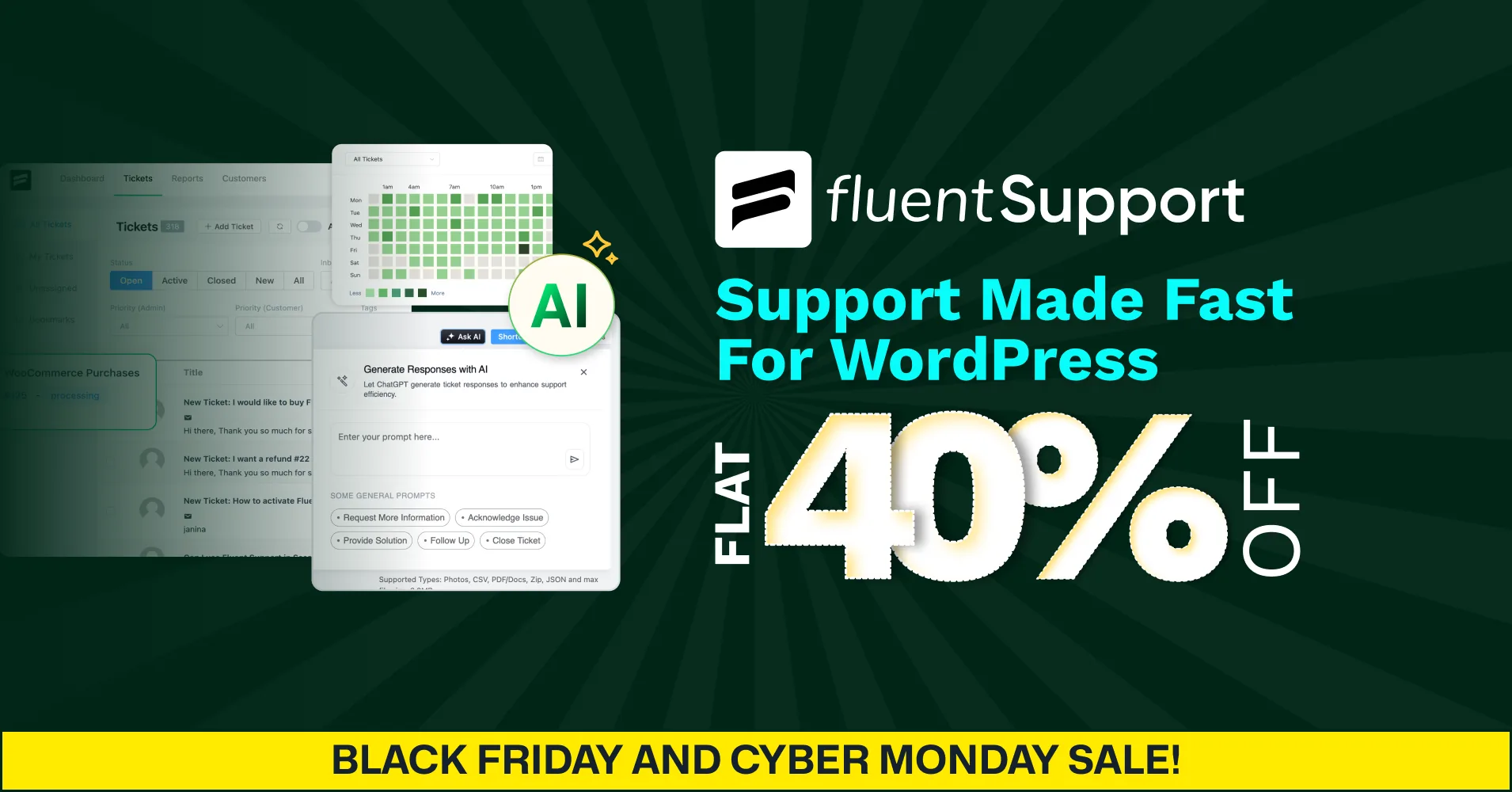 Fluent Support is offering WordPress black friday deal 2025, black friday wordpress deals
