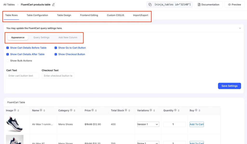 FluentCart-table-backend