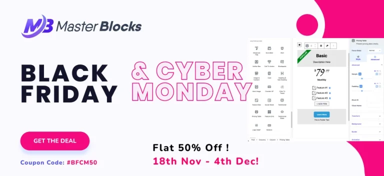 Master Blocks for Gutenberg is offering Black Friday deals, Best WordPress Black Friday deals