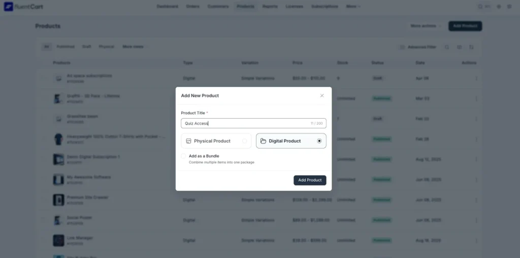 Create a digital product in FluentCart