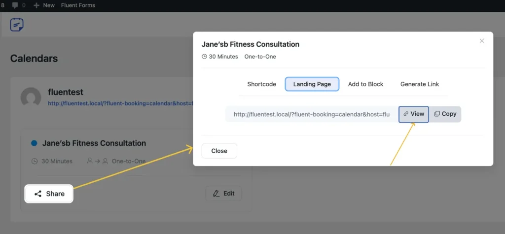 FluentBooking View mode