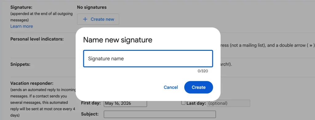 Add new signatures from gmail 