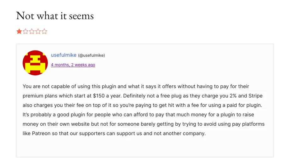 GiveWP User Review in WordPress Org