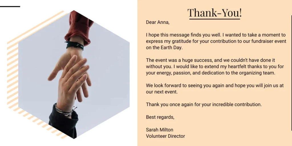 Thank you message for donation