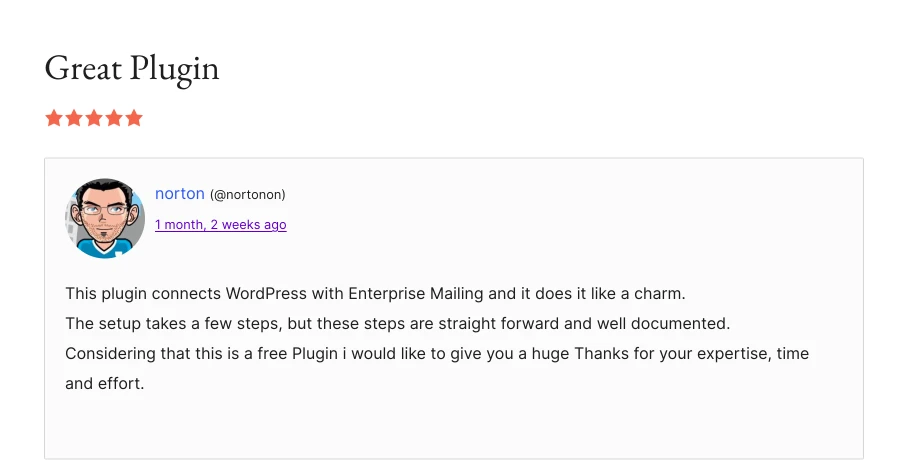 FluentSMTP User Review in WordPress Org