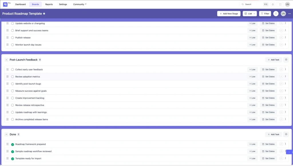 Product roadmap template