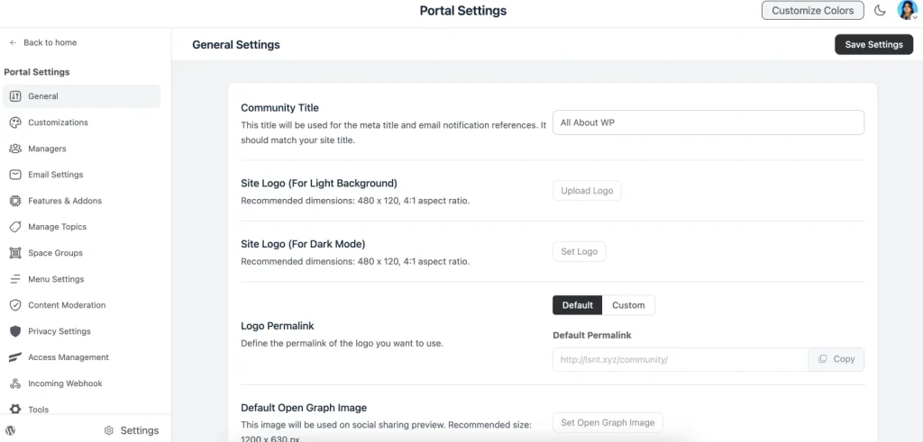 Configure Your Community's Privacy Settings- From the FluentCommunity admin panel, go to Settings, General
