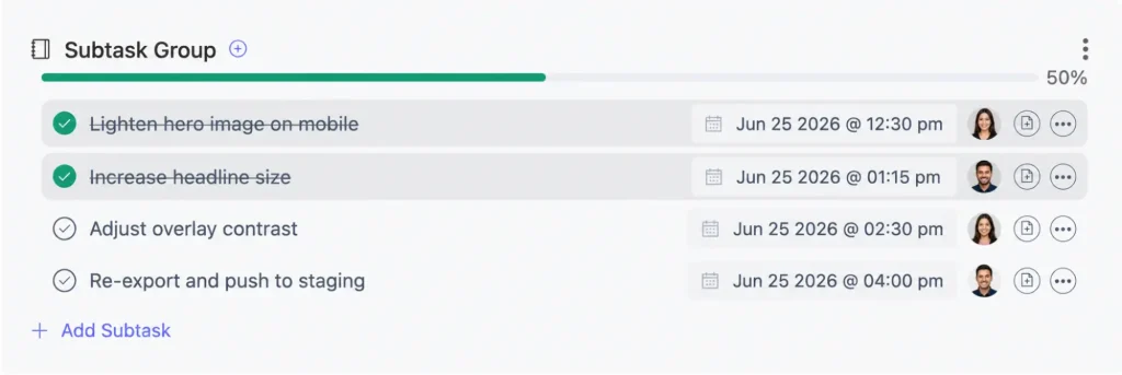 Step 3: Break feedback into action items with subtasks