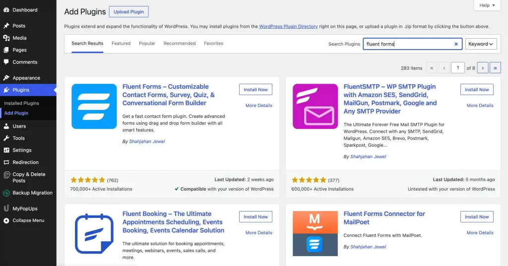 install necessary wordpress plugins