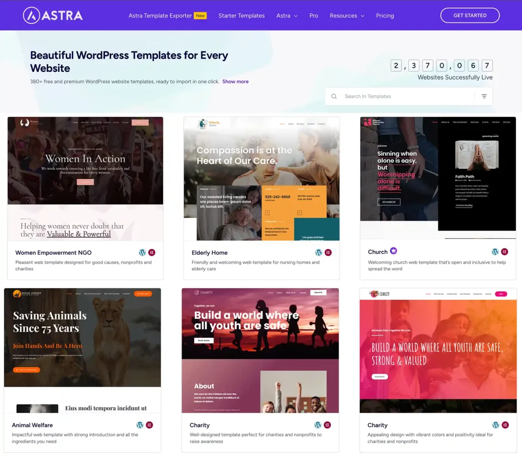 Astra themes for donation