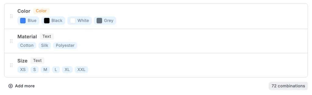 Advanced product variations add the layer customers actually interact with: swatches instead of dropdowns, a gallery that updates per variant, bulk editing across a whole attribute group, and pricing that adjusts live as a shopper picks options. This image showing FluentCart Advanced Variation.