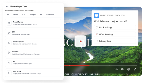Interactive Layers of FluentPlayer. Showing all the layer options