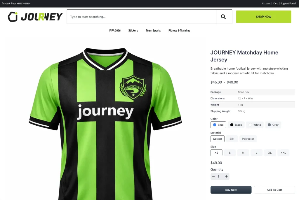 What This Looks Like on the Storefront after adding attributes for the products in FluentCart